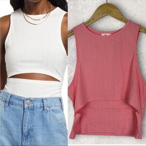NEW 2022 Nordstrom‎ Cut Out Tank Top Pink Size Small Cutout Ribbed MuscleTee M